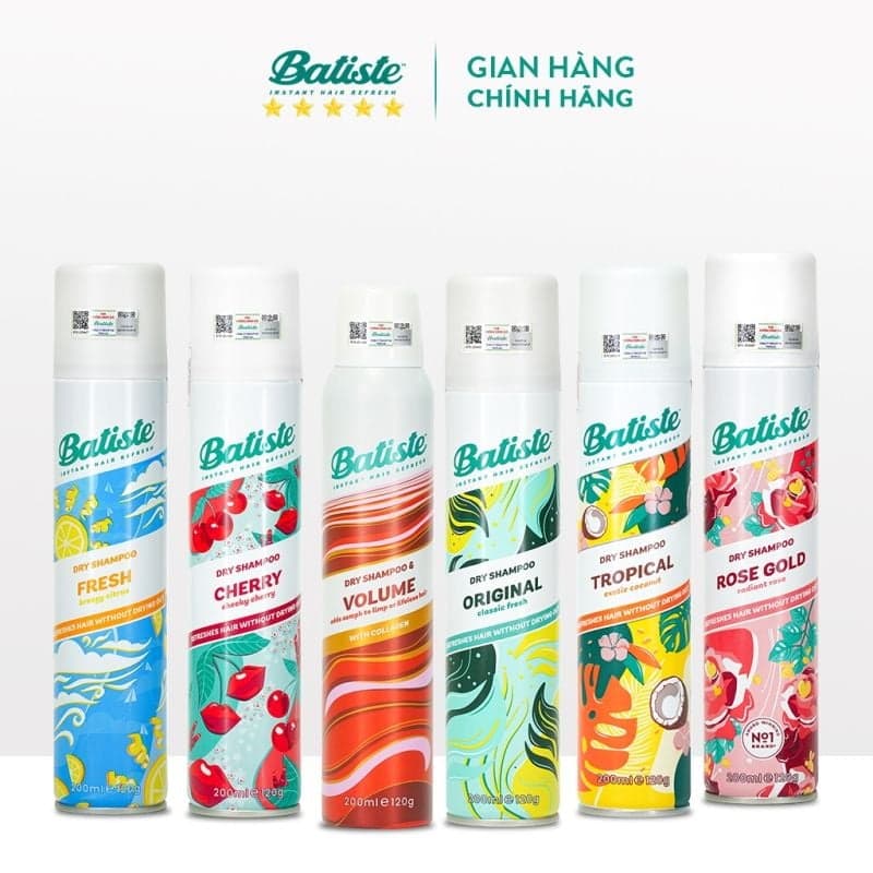Keo Xịt Tóc Batiste Divine Dark Dry Shampoo Spray 200ml